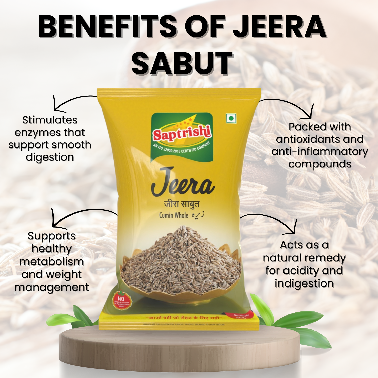 SAPTRISHI Jeera cumin seeds used in homemade spice blend preparation