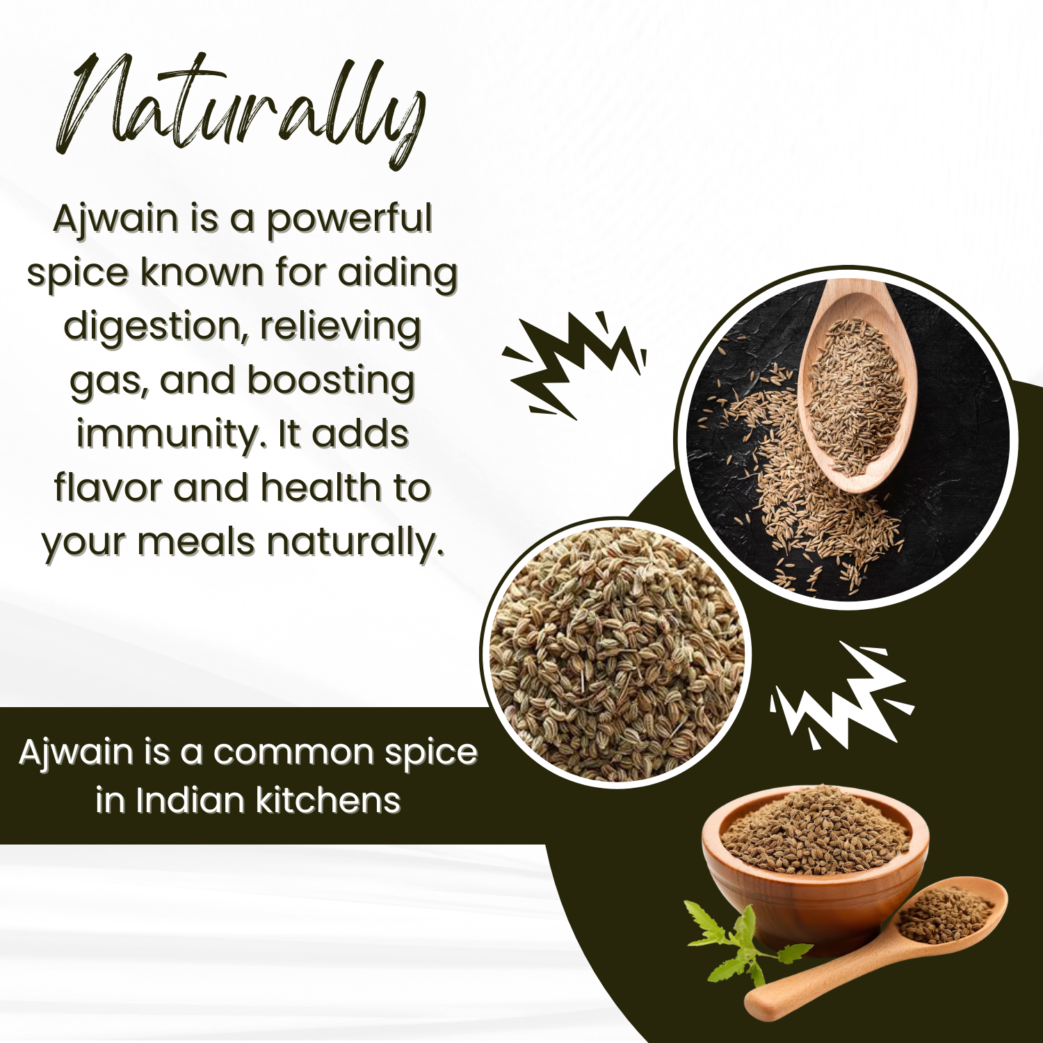 Ajwain seeds from SAPTRISHI used in digestive kada preparation