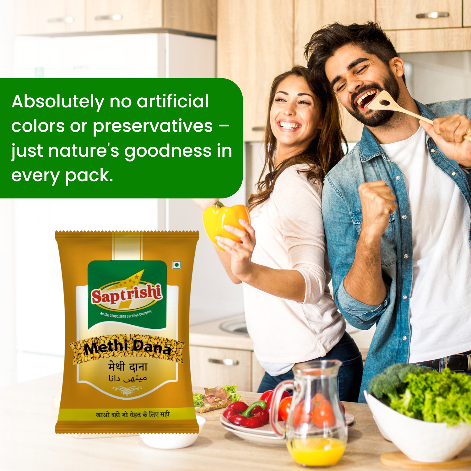 Healthy ingredient setup with SAPTRISHI Methi Dana and ajwain