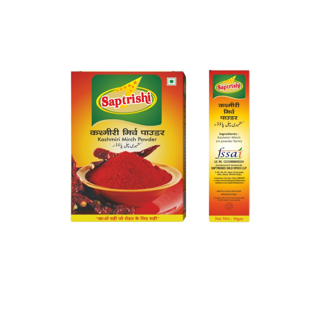 SAPTRISHI Kashmiri Mirch Powder pouch with bold red label