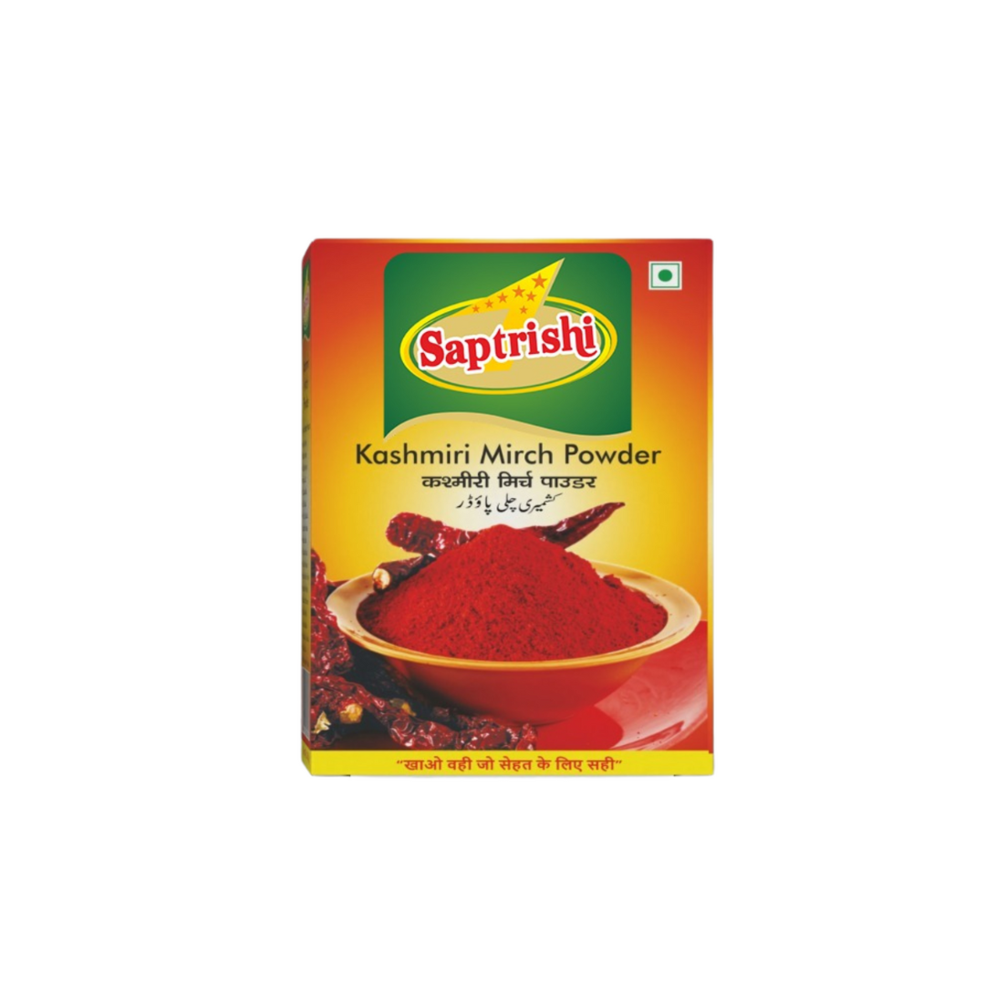 Front-facing SAPTRISHI Kashmiri Mirch Powder packet