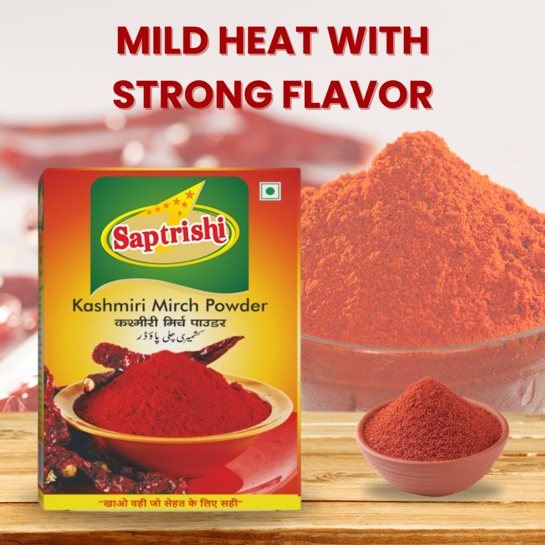 Side angle of SAPTRISHI Kashmiri Mirch Powder packaging