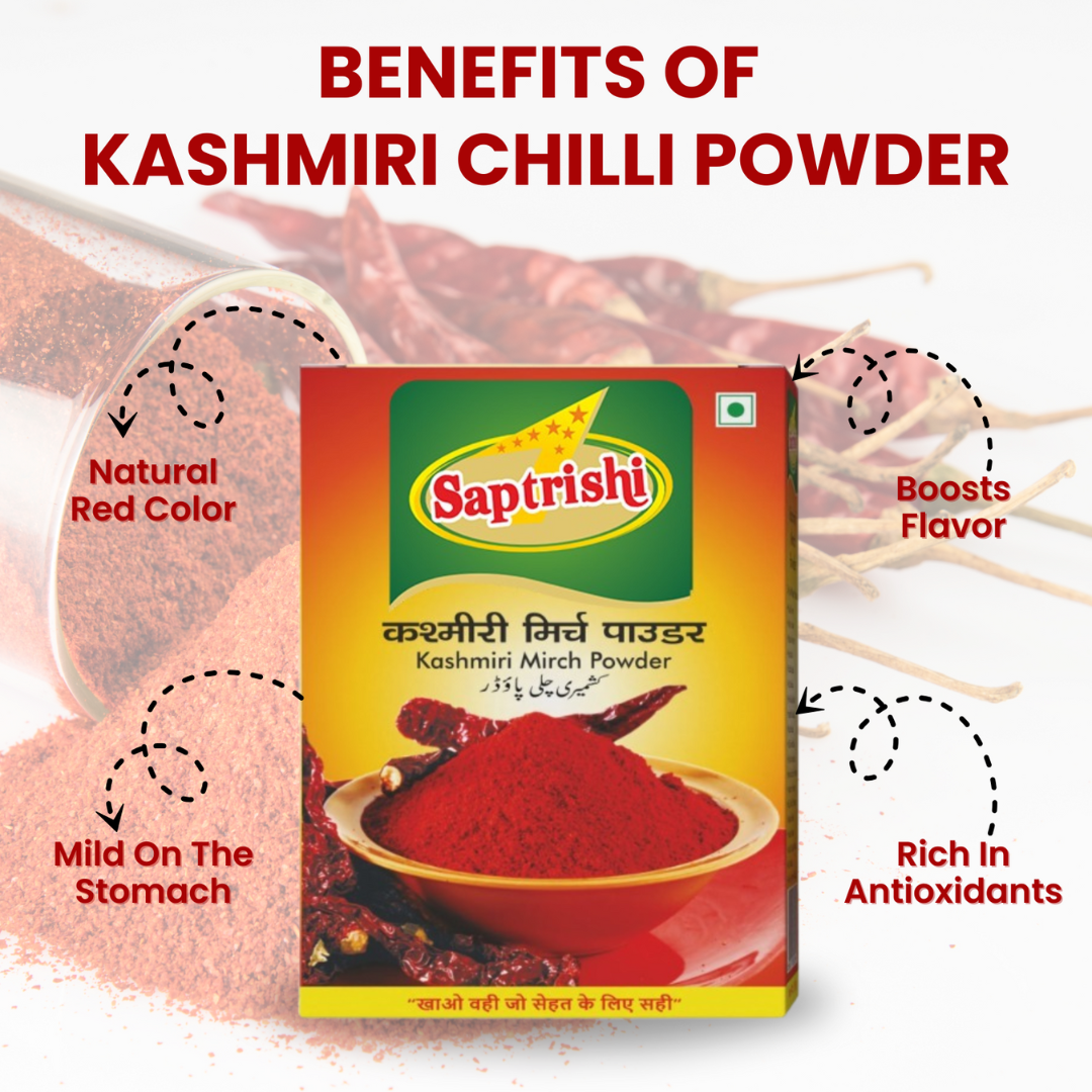 SAPTRISHI branded Kashmiri Mirch Powder sealed spice box