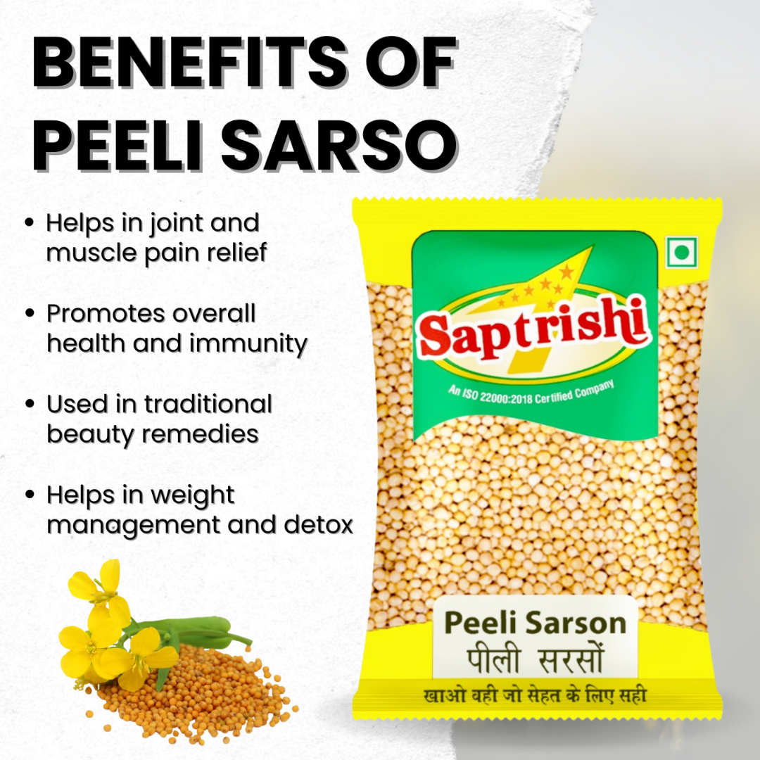 Close-up of SAPTRISHI Pili Sarso seeds with soft natural lighting