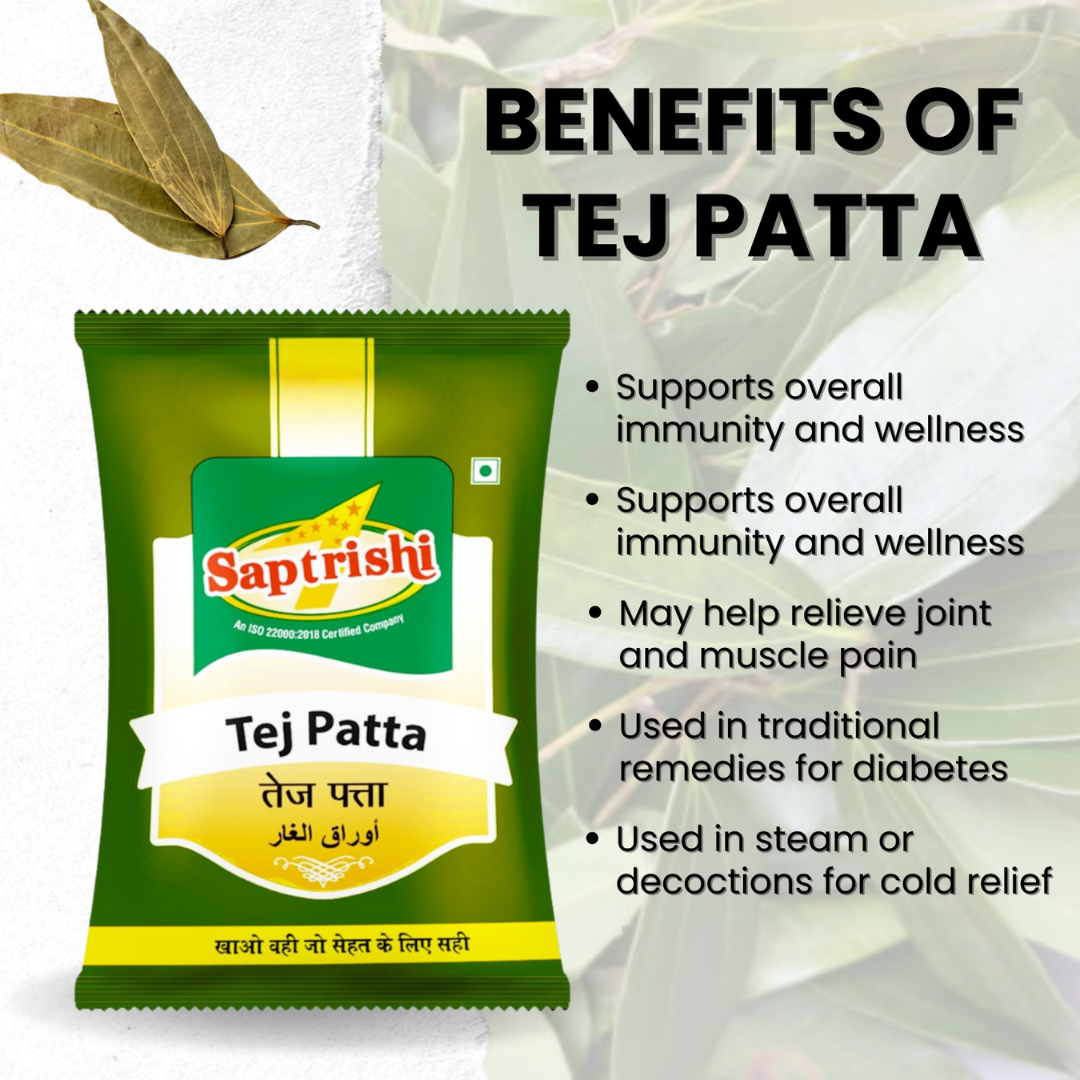 SAPTRISHI Tej Patta placed on a traditional Indian thali counter