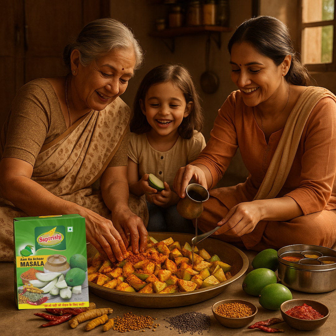 Monthly Pickle & Tadka Combo – Aam Achar Masala (3 Packs) & Hing Powder